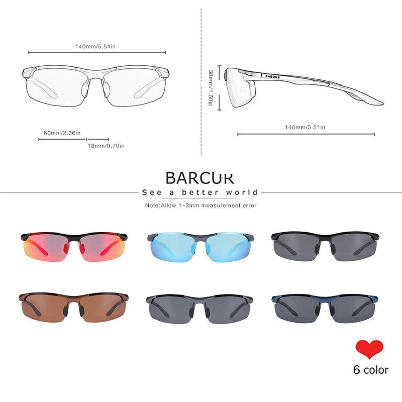 Barcur Men's Lightweight Photochromic Sports Sunglasses with Durable Aluminum Magnesium Frame and Rectangle Lenses - Lucid Fantasy 