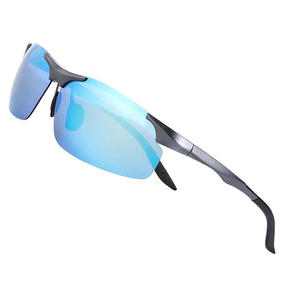 Barcur Men's Lightweight Photochromic Sports Sunglasses with Durable Aluminum Magnesium Frame and Rectangle Lenses - Lucid Fantasy 