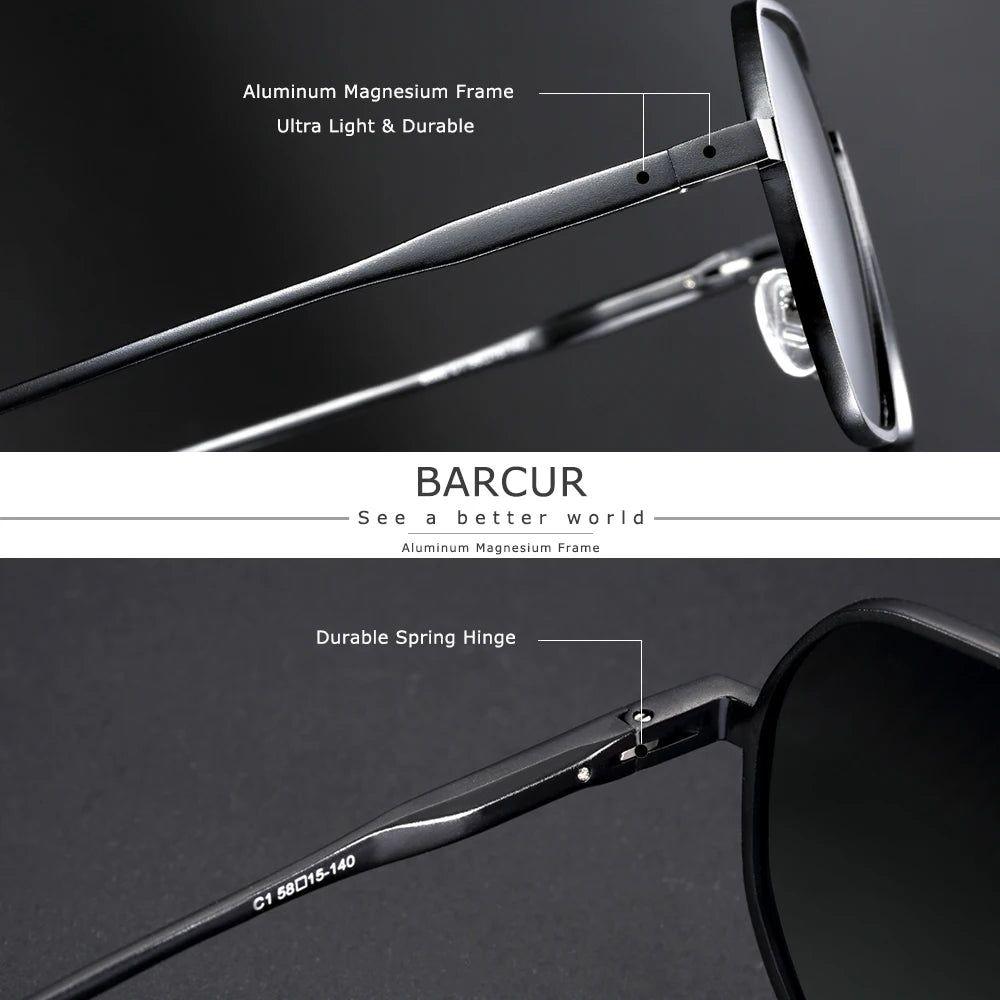 Barcur Men's Minimalist Aluminum Magnesium Square Lens Sunglasses - Stylish Business Shades with UV Protection - Lucid Fantasy 