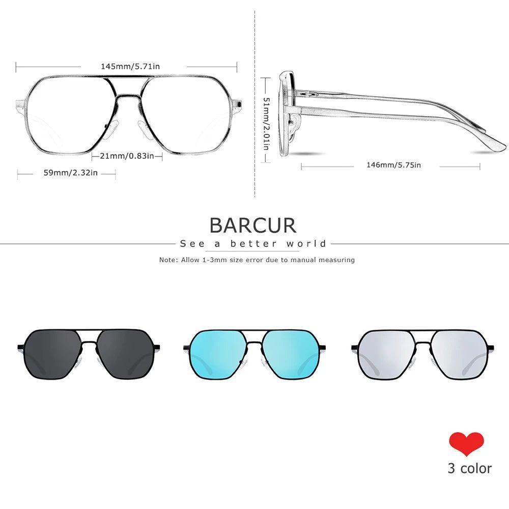 Barcur Men's Minimalist Aluminum Magnesium Square Lens Sunglasses - Stylish Business Shades with UV Protection - Lucid Fantasy 