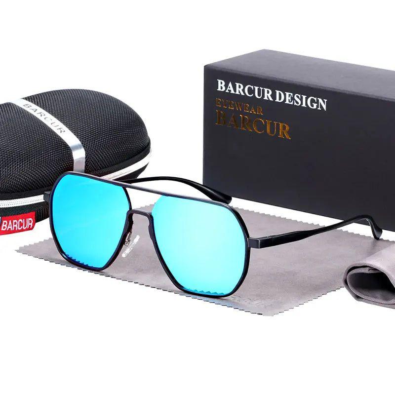 Barcur Men's Minimalist Aluminum Magnesium Square Lens Sunglasses - Stylish Business Shades with UV Protection - Lucid Fantasy 