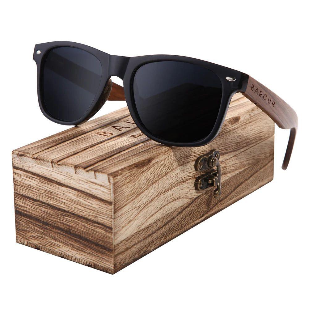 Barcur Men's Polarized Black Walnut Sunglasses with UV400 Protection and Original Design - Lucid Fantasy 