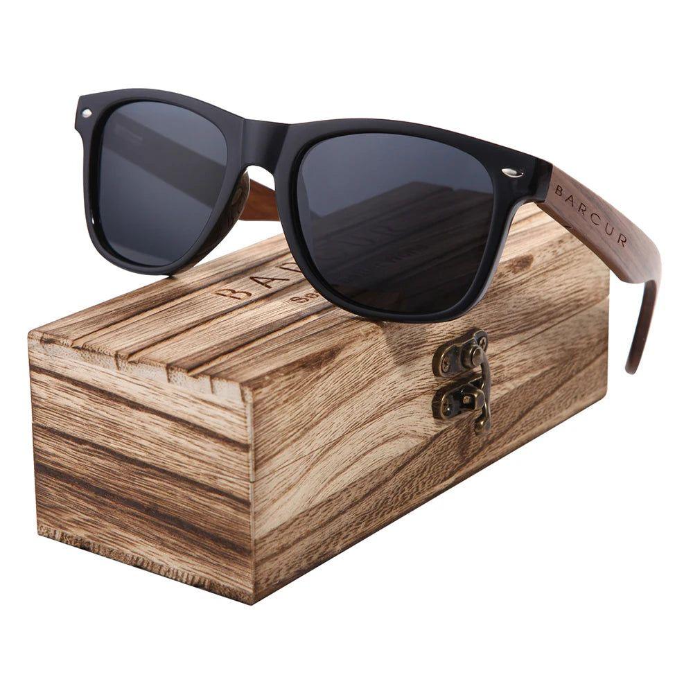 Barcur Men's Polarized Black Walnut Sunglasses with UV400 Protection and Original Design - Lucid Fantasy 