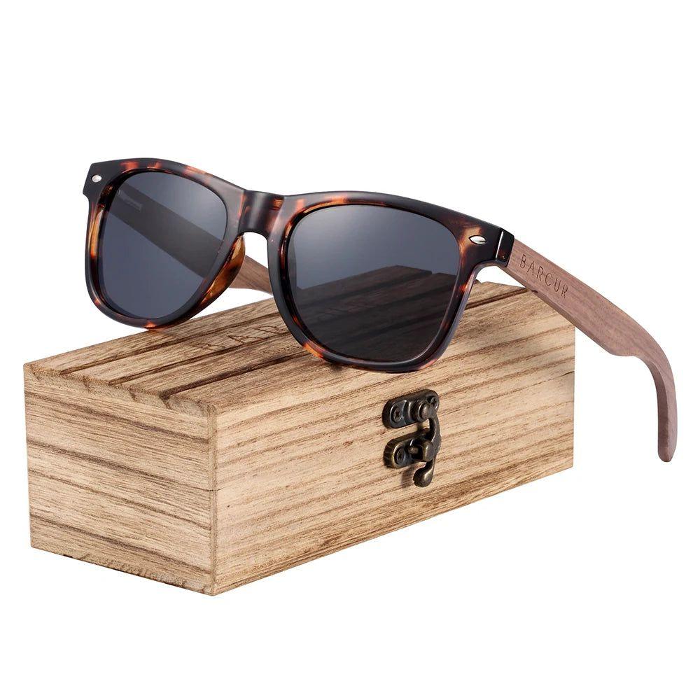 Barcur Men's Polarized Black Walnut Sunglasses with UV400 Protection and Original Design - Lucid Fantasy 