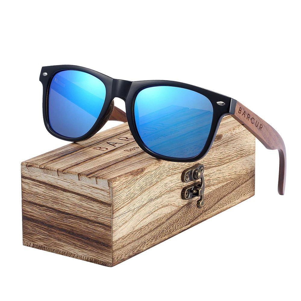 Barcur Men's Polarized Black Walnut Sunglasses with UV400 Protection and Original Design - Lucid Fantasy 