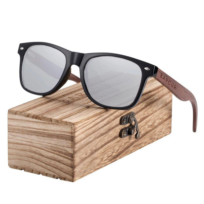 Barcur Men's Polarized Black Walnut Sunglasses with UV400 Protection and Original Design - Lucid Fantasy 