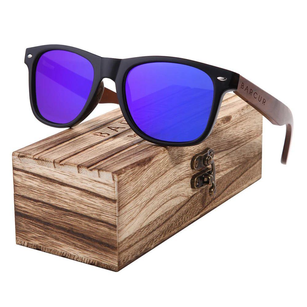 Barcur Men's Polarized Black Walnut Sunglasses with UV400 Protection and Original Design - Lucid Fantasy 