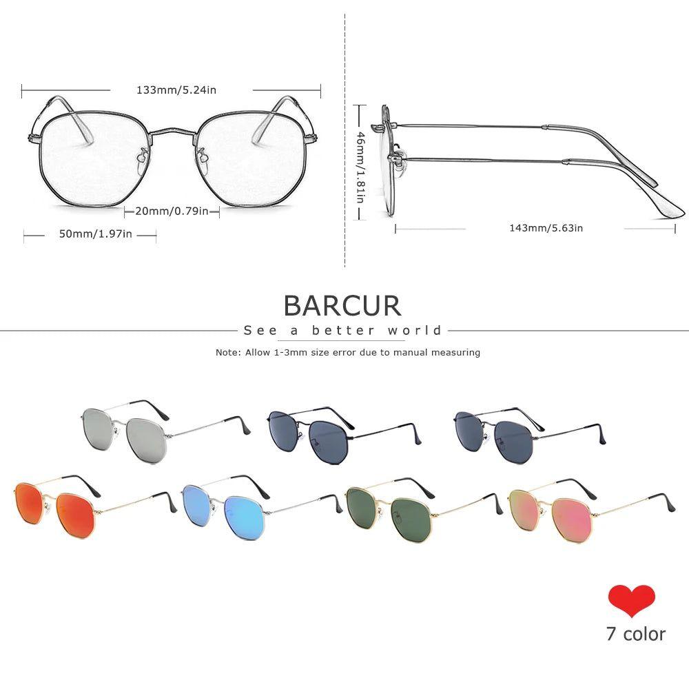 Barcur Men's Polarized Hexagon Lens Sunglasses - Classic Square Design for Ultimate UV Protection - Lucid Fantasy 