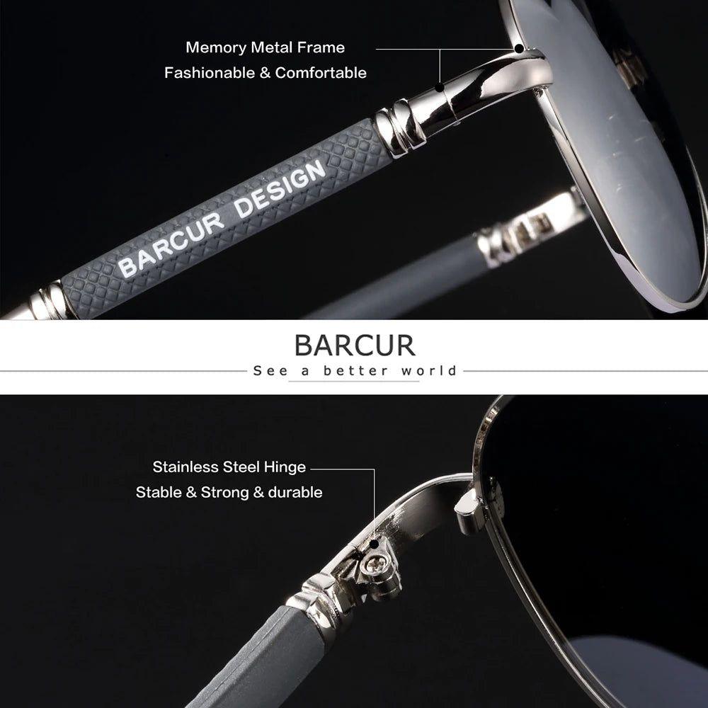 Barcur Men's Polarized Memory Aviator Sunglasses with UV400 Protection and Mirror Finish - Lucid Fantasy 