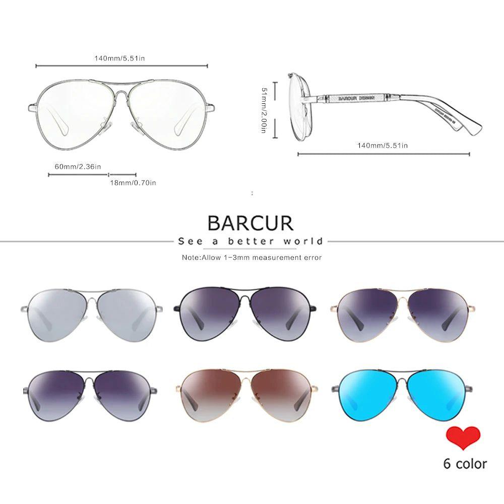 Barcur Men's Polarized Memory Aviator Sunglasses with UV400 Protection and Mirror Finish - Lucid Fantasy 