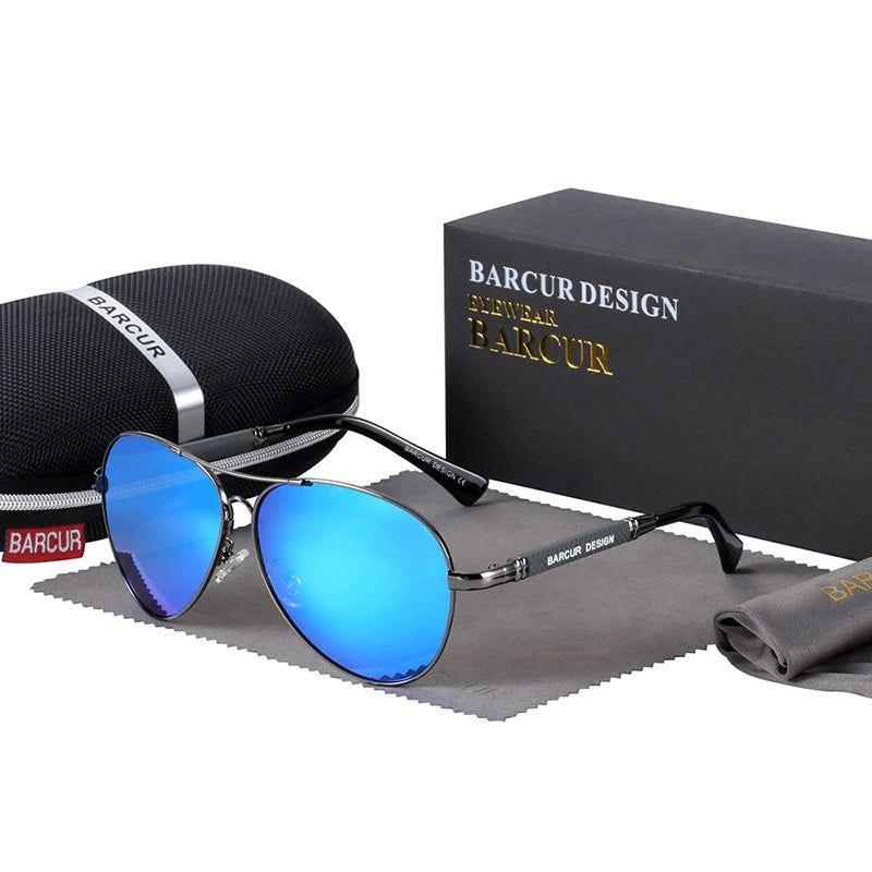 Barcur Men's Polarized Memory Aviator Sunglasses with UV400 Protection and Mirror Finish - Lucid Fantasy 