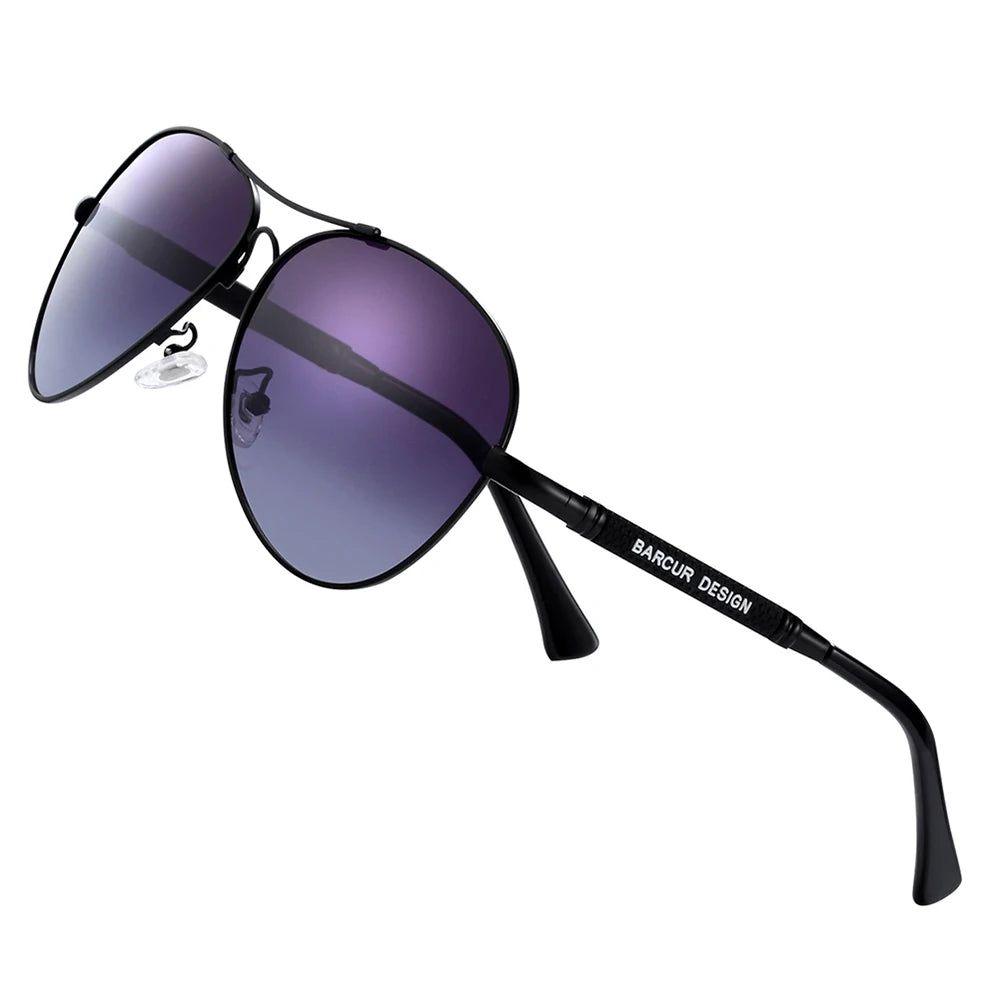 Barcur Men's Polarized Memory Aviator Sunglasses with UV400 Protection and Mirror Finish - Lucid Fantasy 