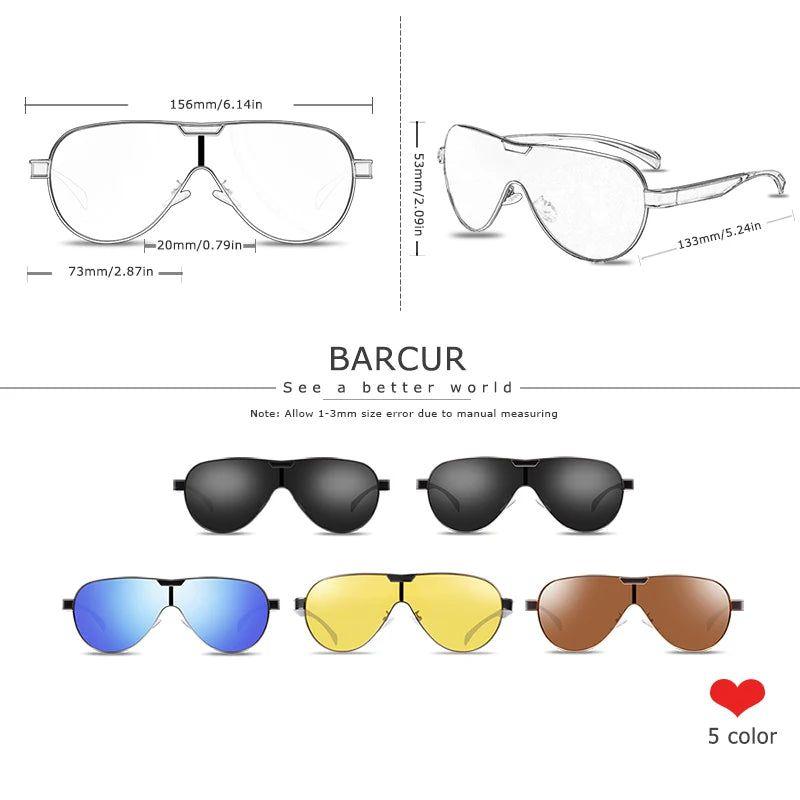 Barcur Men's Polarized One-Piece Shield Sunglasses - Stylish Sports Eyewear for Ultimate UV Protection - Lucid Fantasy 