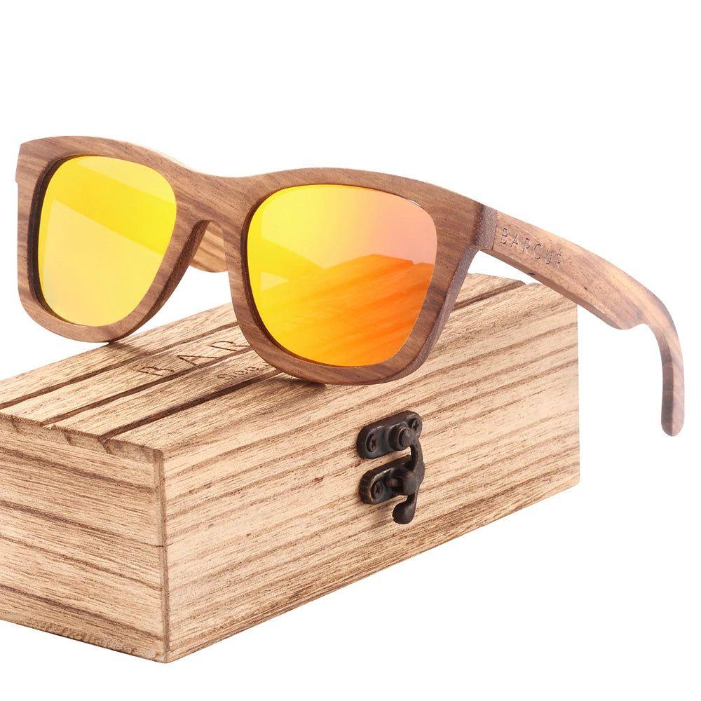 Barcur Men's Polarized Zebra Wood Sunglasses with UV Protection - Lucid Fantasy 