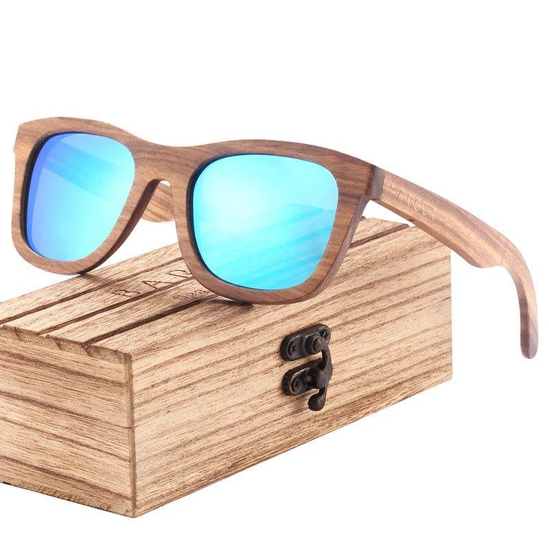 Barcur Men's Polarized Zebra Wood Sunglasses with UV Protection - Lucid Fantasy 