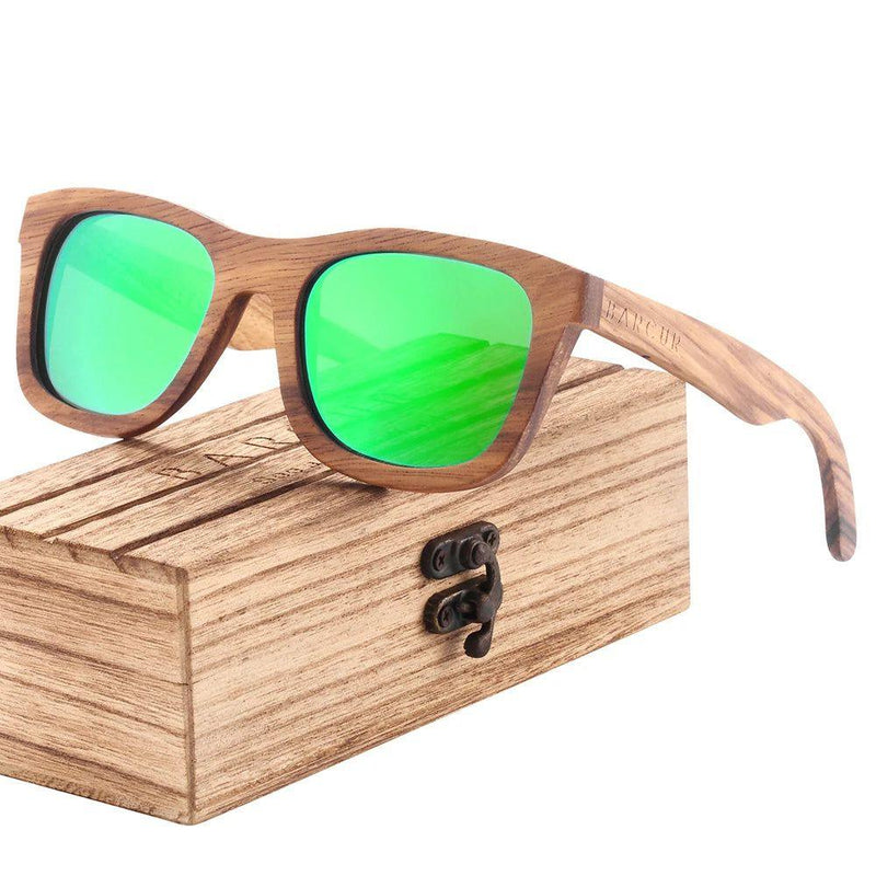 Barcur Men's Polarized Zebra Wood Sunglasses with UV Protection - Lucid Fantasy 