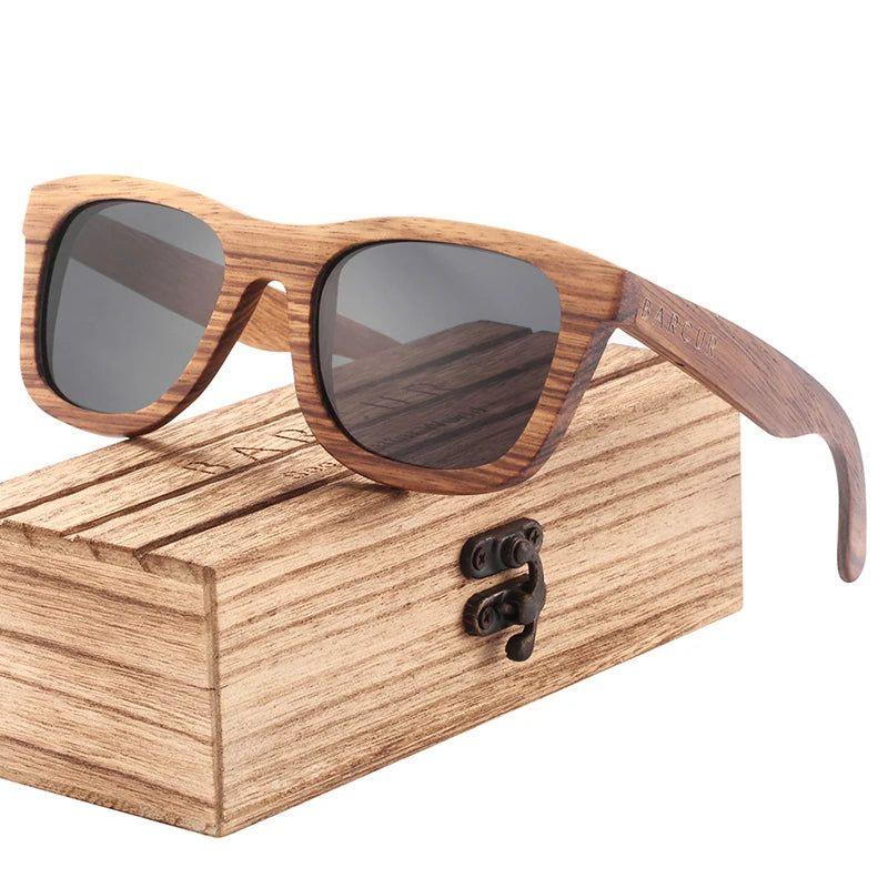 Barcur Men's Polarized Zebra Wood Sunglasses with UV Protection - Lucid Fantasy 