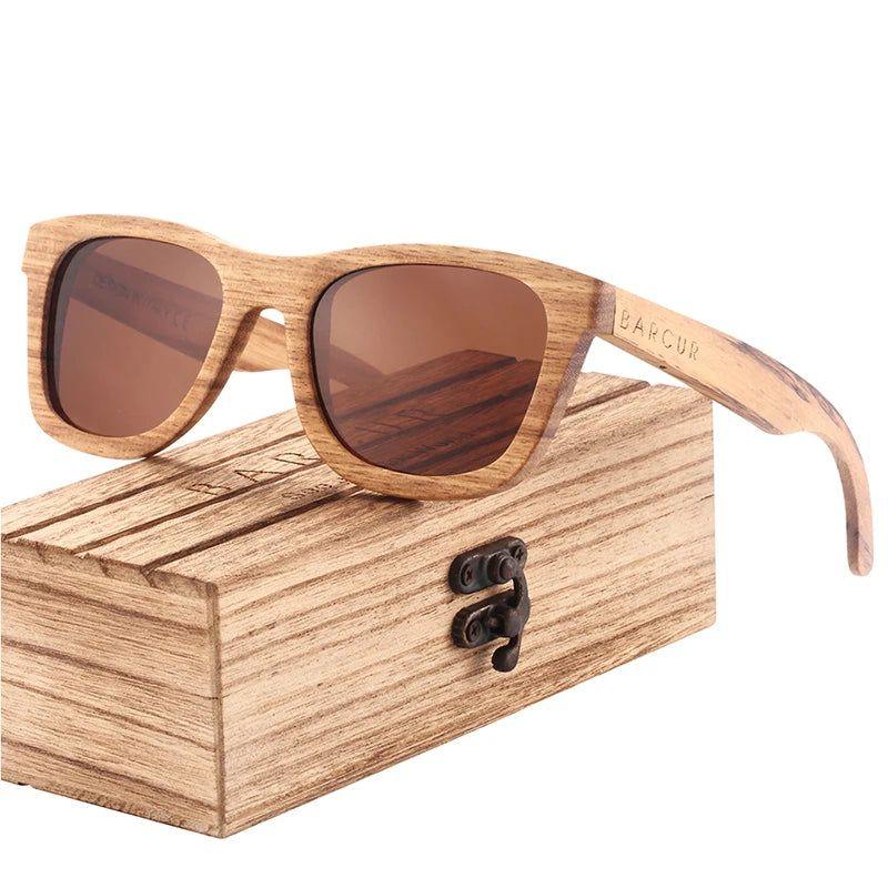 Barcur Men's Polarized Zebra Wood Sunglasses with UV Protection - Lucid Fantasy 