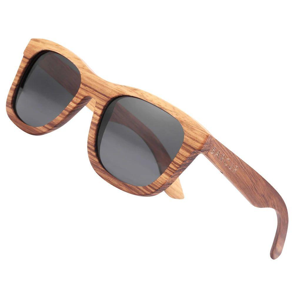 Barcur Men's Polarized Zebra Wood Sunglasses with UV Protection - Lucid Fantasy 