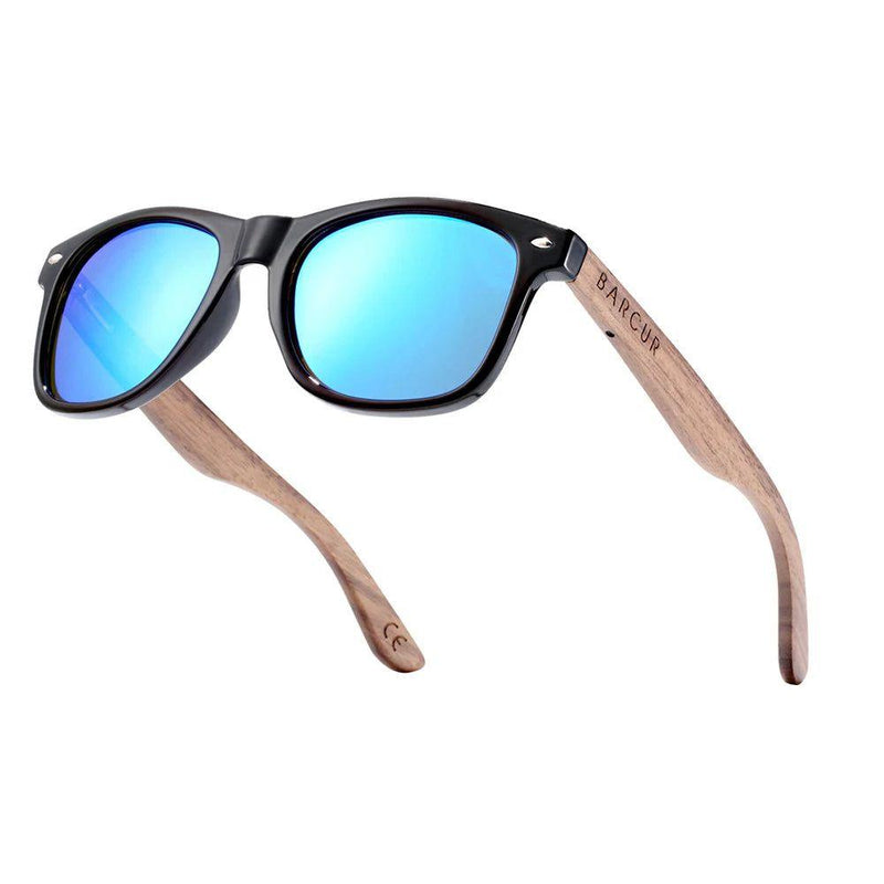 Barcur Men's Premium Black Walnut Sunglasses with UV400 Protection and Anti Blue Night Vision Mirror - Lucid Fantasy 