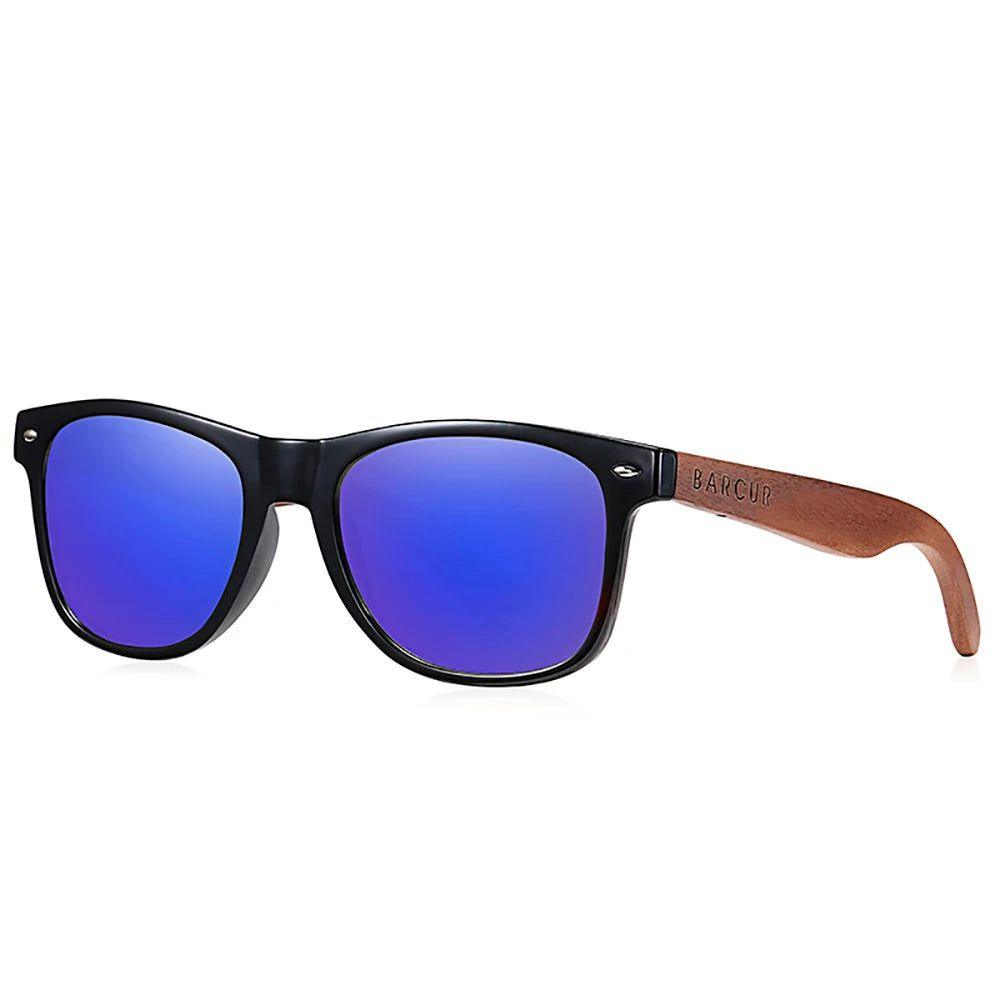 Barcur Men's Premium Black Walnut Sunglasses with UV400 Protection and Anti Blue Night Vision Mirror - Lucid Fantasy 