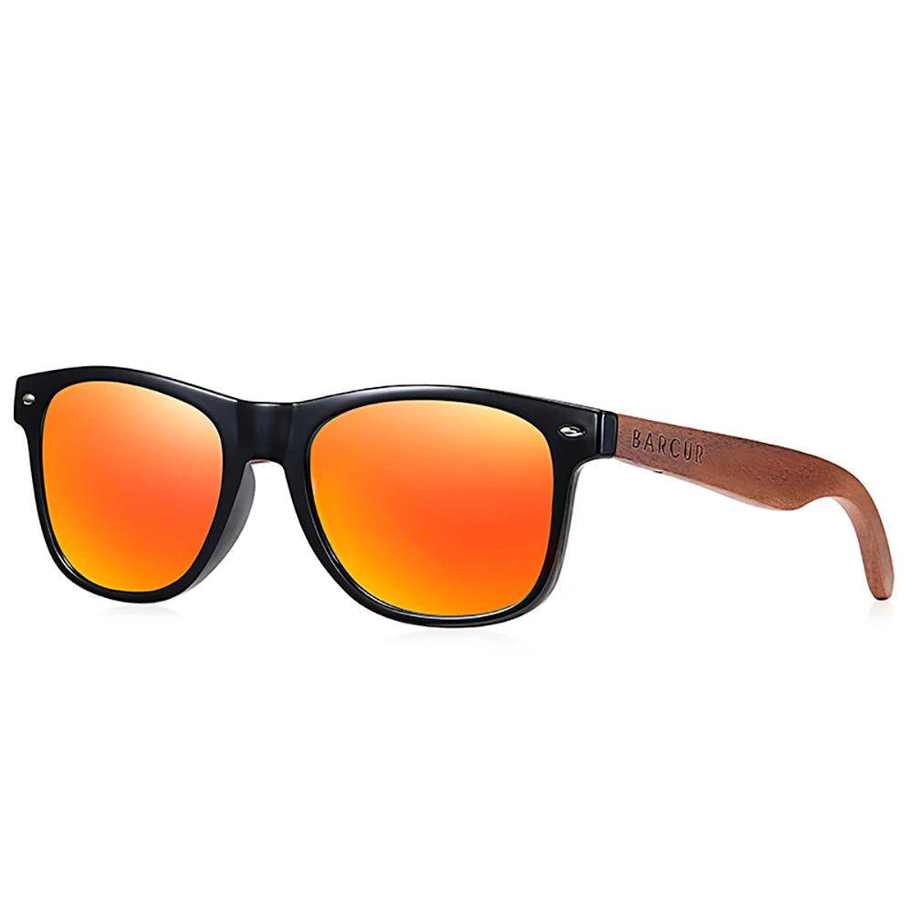 Barcur Men's Premium Black Walnut Sunglasses with UV400 Protection and Anti Blue Night Vision Mirror - Lucid Fantasy 