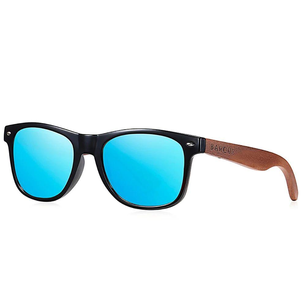 Barcur Men's Premium Black Walnut Sunglasses with UV400 Protection and Anti Blue Night Vision Mirror - Lucid Fantasy 