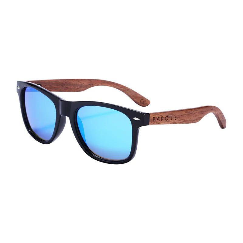 Barcur Men's Premium Black Walnut Wood Sunglasses with UV400 Anti-Reflective Mirror Lenses - Lucid Fantasy 