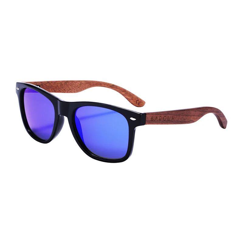 Barcur Men's Premium Black Walnut Wood Sunglasses with UV400 Anti-Reflective Mirror Lenses - Lucid Fantasy 