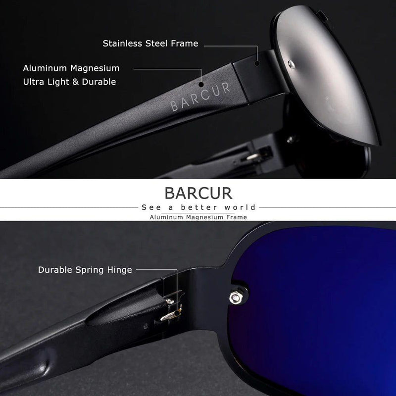 Barcur Men's Premium Polarized Aluminum Magnesium Sunglasses with UV400 Protection - Lucid Fantasy 