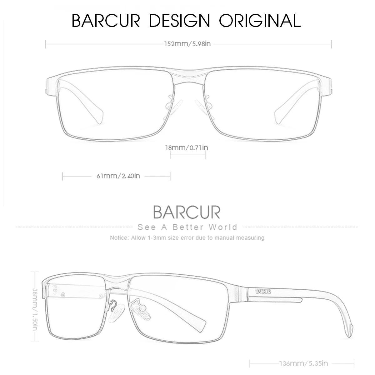 Barcur Men's Rectangle Business and Sport Sunglasses with UV Protection - Lucid Fantasy 