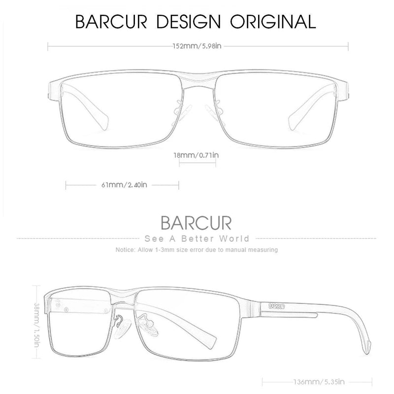 Barcur Men's Rectangle Business and Sport Sunglasses with UV Protection - Lucid Fantasy 