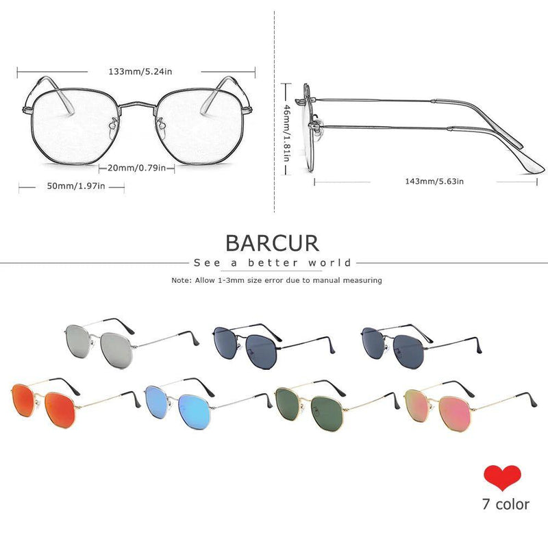 Barcur Men's Retro Polarized Sunglasses with Stainless Steel Frame - Classic Minimalist Eyewear for Sun Protection - Lucid Fantasy 