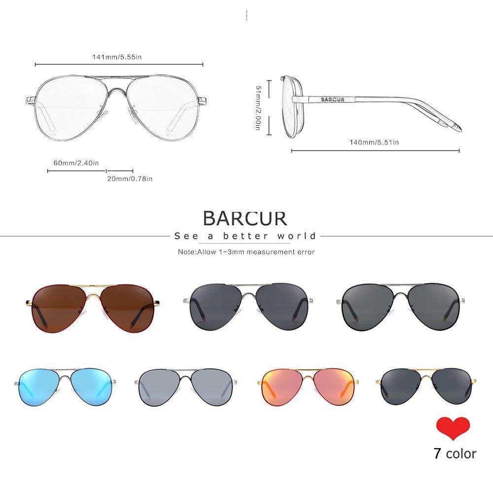 Barcur Men's Stylish Pilot Aviator Sunglasses with UV400 Polarized Lenses and Anti-Glare Protection - Lucid Fantasy 