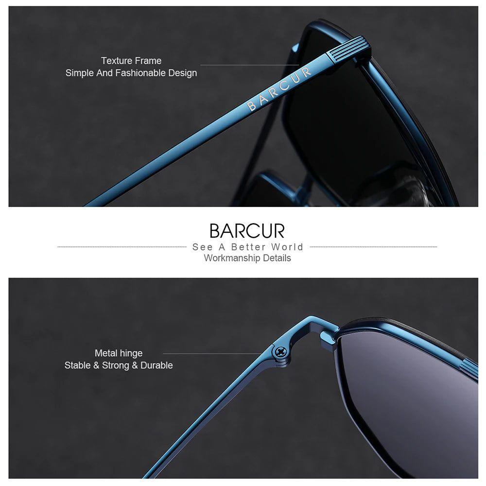 Barcur Men's Stylish Polarized Square Sunglasses with UV400 Protection - Lucid Fantasy 