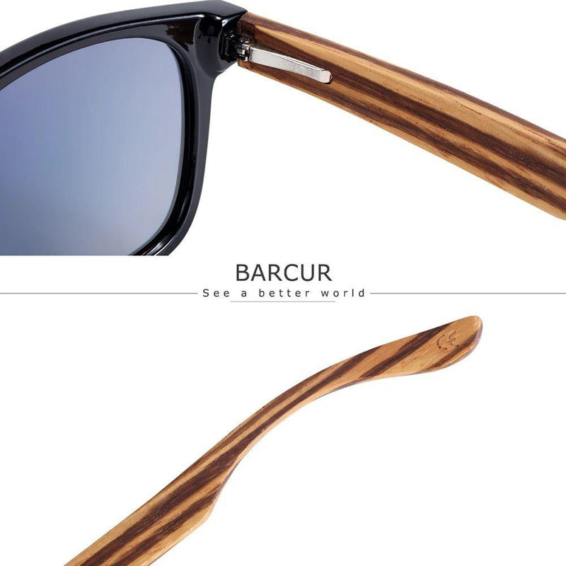 Barcur Men's Trendy Polarized Zebra Wood Frame Sunglasses - Lucid Fantasy 