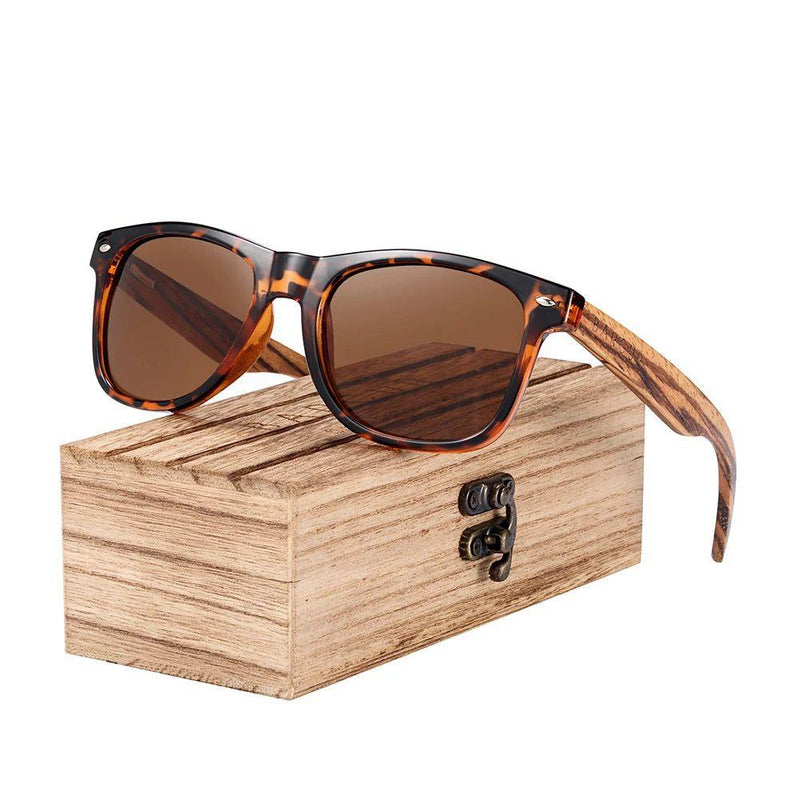 Barcur Men's Trendy Polarized Zebra Wood Frame Sunglasses - Lucid Fantasy 