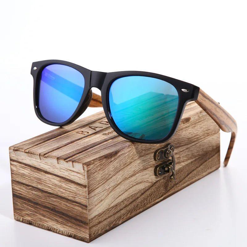 Barcur Men's Trendy Polarized Zebra Wood Frame Sunglasses - Lucid Fantasy 