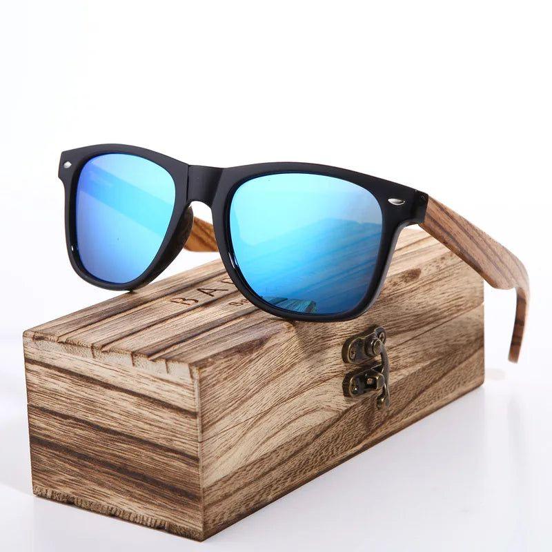 Barcur Men's Trendy Polarized Zebra Wood Frame Sunglasses - Lucid Fantasy 