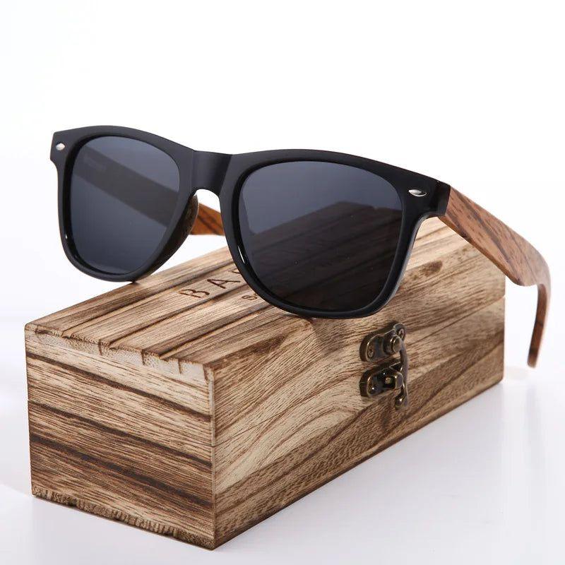 Barcur Men's Trendy Polarized Zebra Wood Frame Sunglasses - Lucid Fantasy 