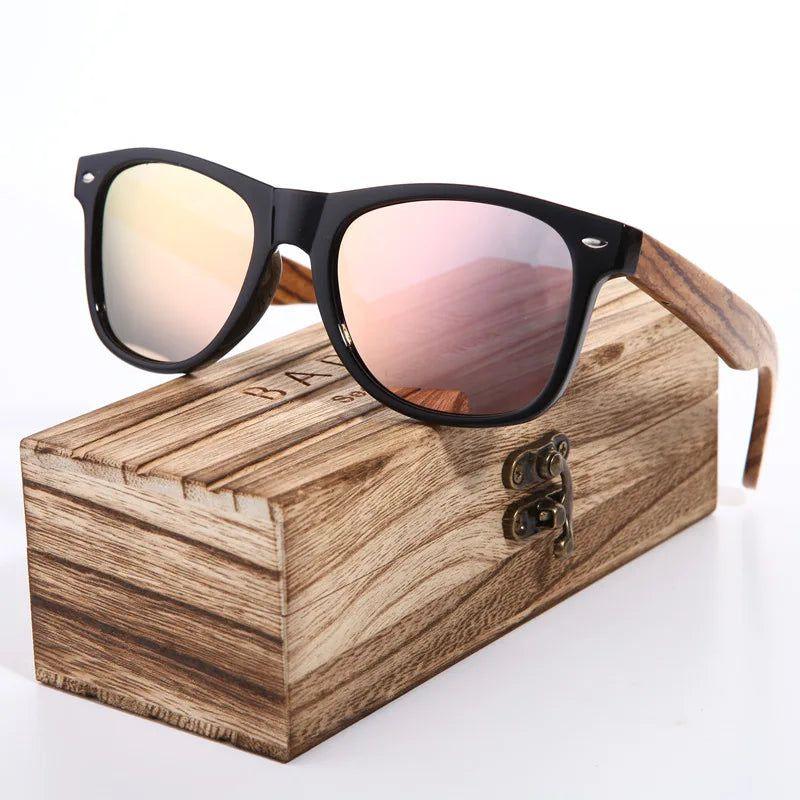 Barcur Men's Trendy Polarized Zebra Wood Frame Sunglasses - Lucid Fantasy 