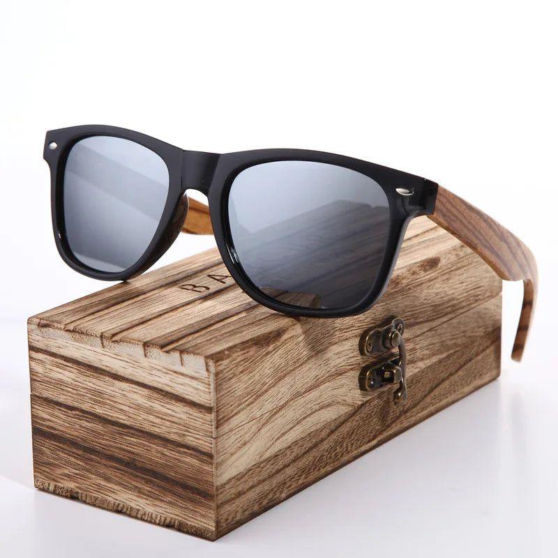 Barcur Men's Trendy Polarized Zebra Wood Frame Sunglasses - Lucid Fantasy 