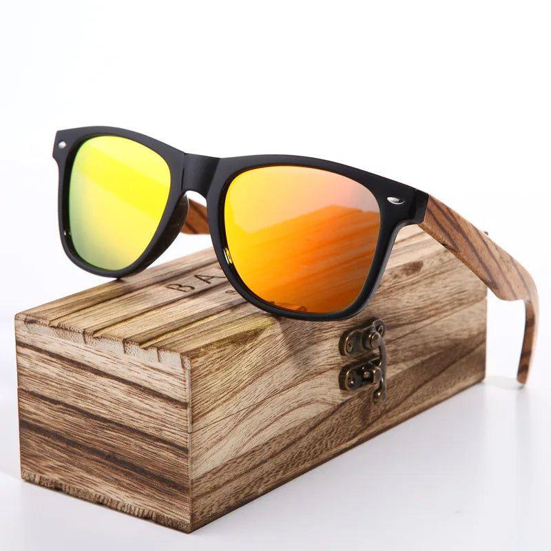 Barcur Men's Trendy Polarized Zebra Wood Frame Sunglasses - Lucid Fantasy 