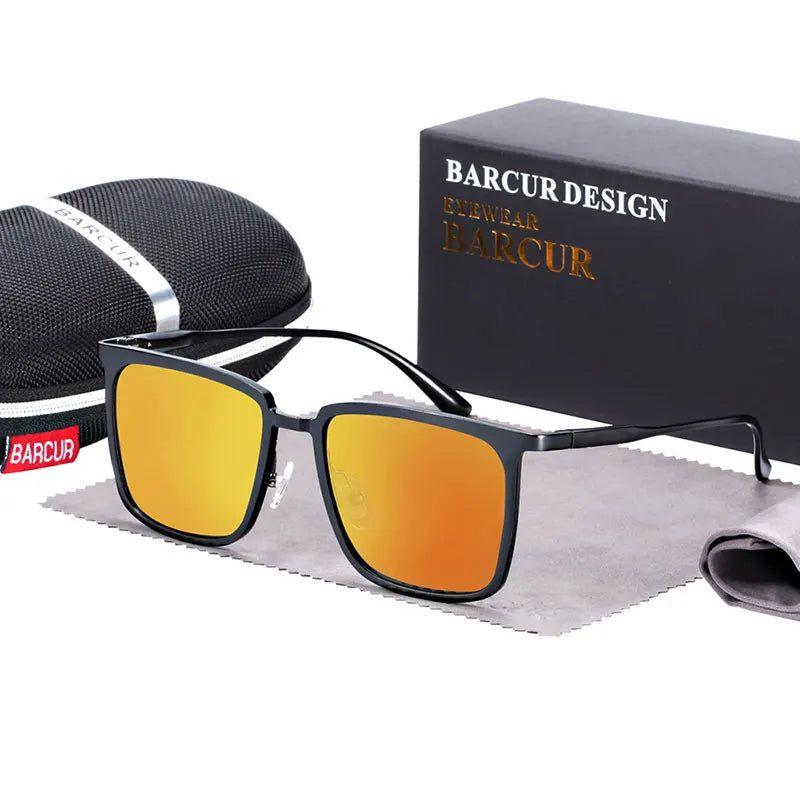 Barcur Men's UV400 Polarized Square Sunglasses with Aluminum Magnesium Frame - Lucid Fantasy 