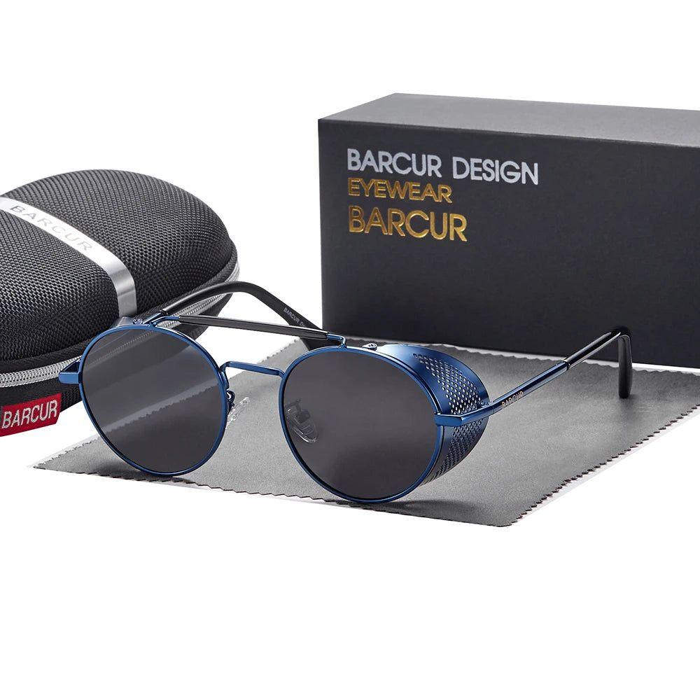 Barcur Men's Vintage Steampunk Round Sunglasses with Polarized Lenses - Lucid Fantasy 