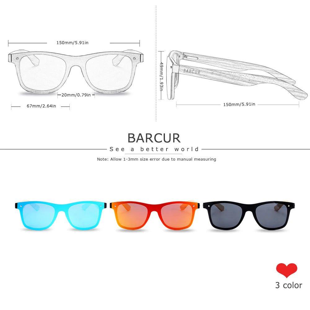 Barcur Men's Vintage Wood Sunglasses with UV400 Protection and Square Lenses - Lucid Fantasy 