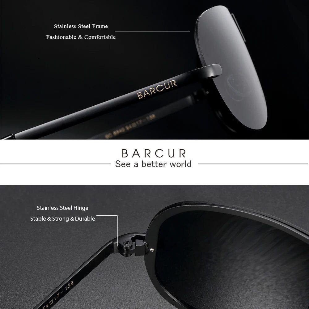 Barcur Polarized Sports Sunglasses for Men - Black UV400 Night Vision Eyewear - Lucid Fantasy 