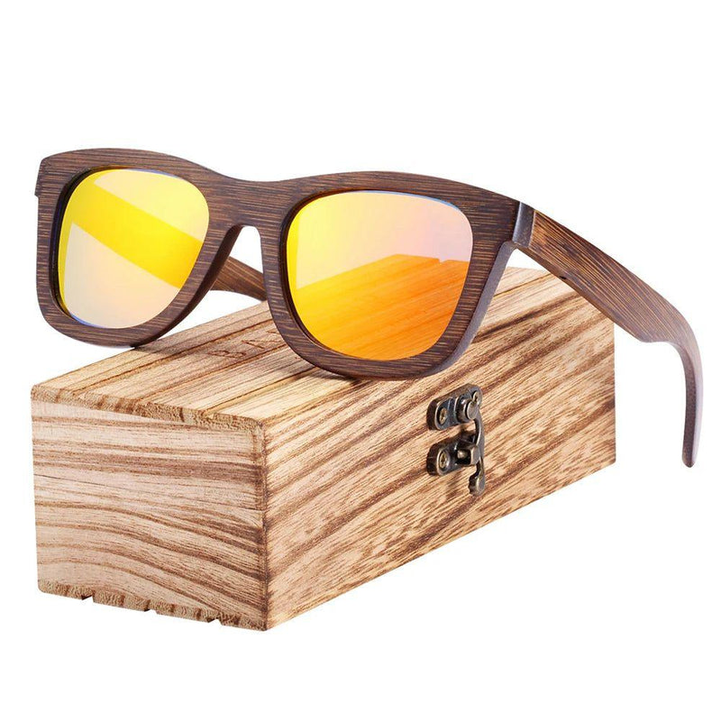 Barcur Unisex Retro Bamboo Sunglasses - Stylish Brown Beach Eyewear with UV Protection - Lucid Fantasy 