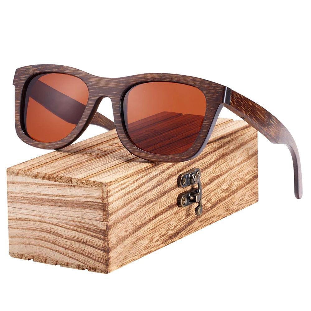 Barcur Unisex Retro Bamboo Sunglasses - Stylish Brown Beach Eyewear with UV Protection - Lucid Fantasy 