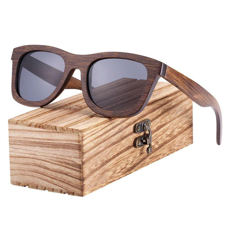 Barcur Unisex Retro Bamboo Sunglasses - Stylish Brown Beach Eyewear with UV Protection - Lucid Fantasy 